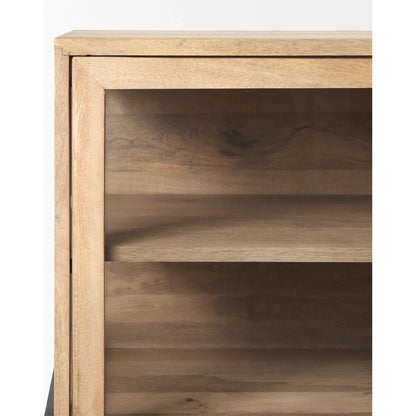 Arelius Sideboard by Mercana. Made from glass, solid wood, steel in a modern style.