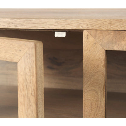 Arelius Sideboard by Mercana. Made from glass, solid wood, steel in a modern style.