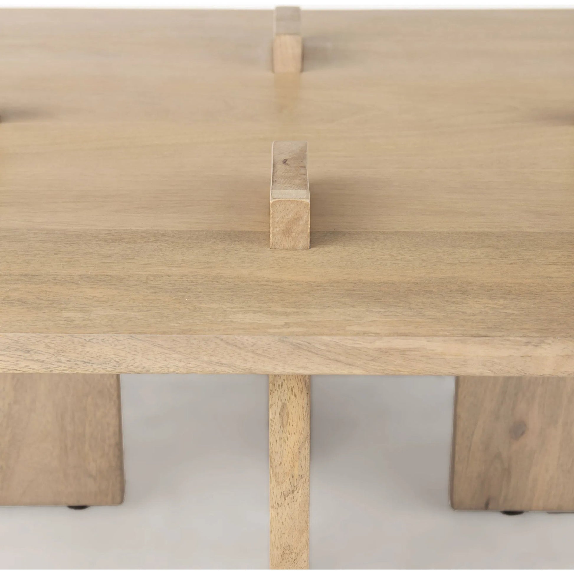 Aida Rectangle Coffee Table by Mercana in brown. Made from solid wood in a transitional style.