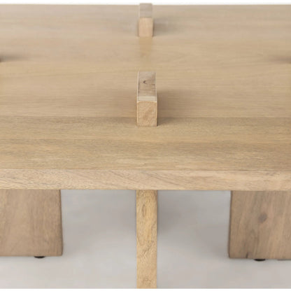 Aida Rectangle Coffee Table by Mercana in brown. Made from solid wood in a transitional style.