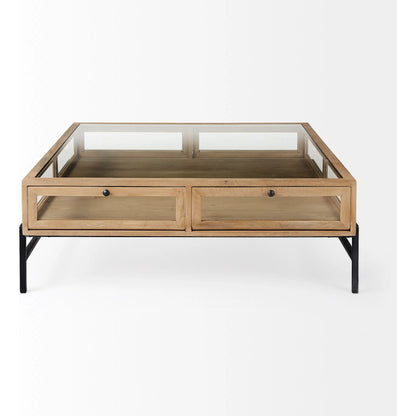 Arelius Square Coffee Table by Mercana. Made from solid wood in a transitional style.