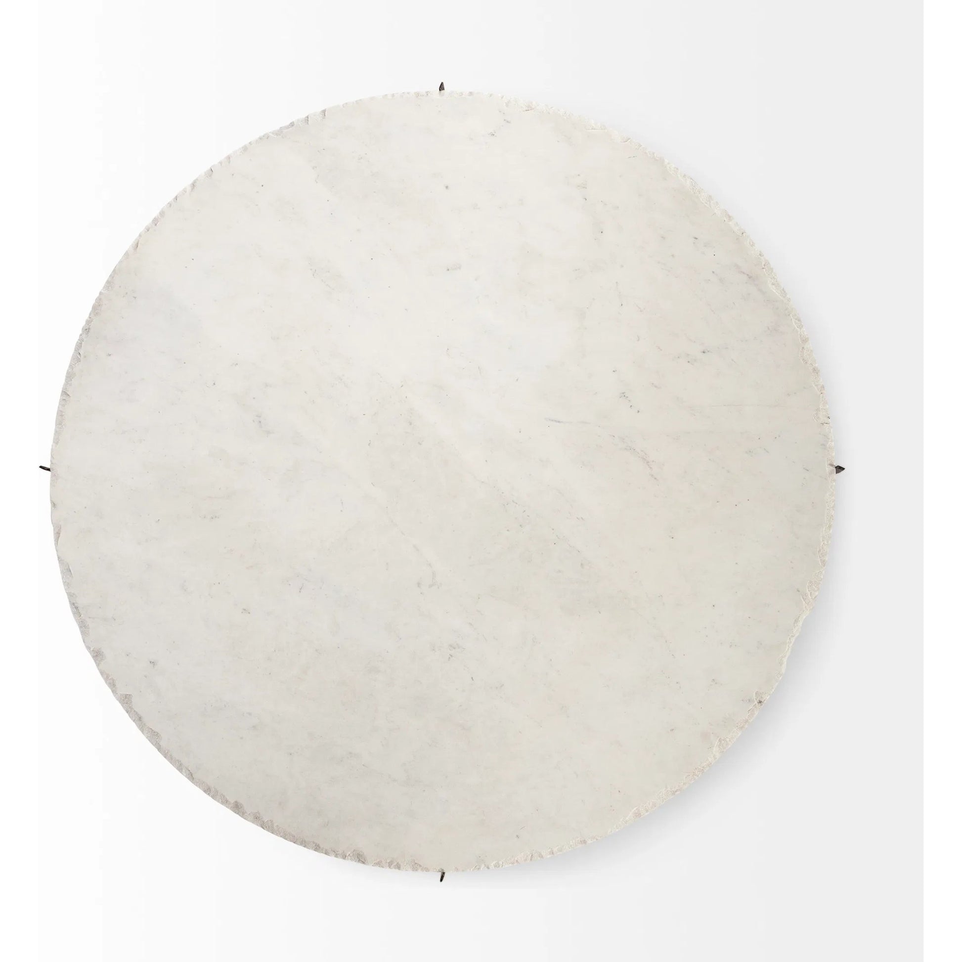 Reinhold Round Coffee Table by Mercana in white, antique gold. Made from marble, metal in a modern style.