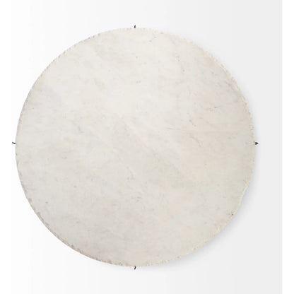Reinhold Round Coffee Table by Mercana in white, antique gold. Made from marble, metal in a modern style.