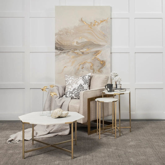 Vincent Coffee Table by Mercana in natural. Made from unique in a modern style.