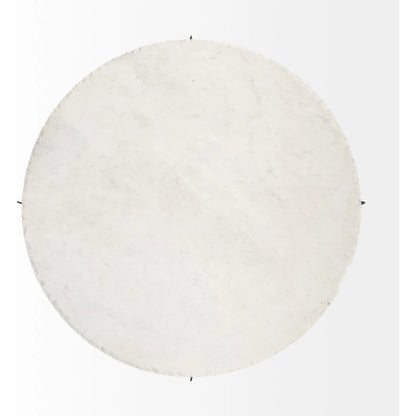 Reinhold Round Coffee Table by Mercana in white, antique gold. Made from marble, metal in a modern style.