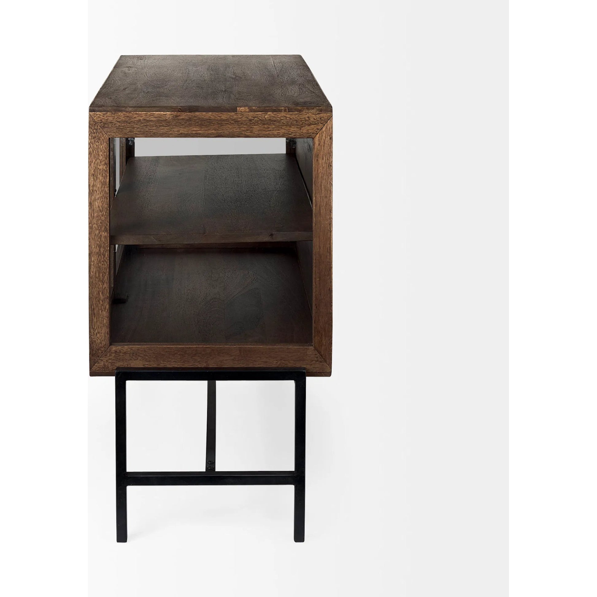 Arelius Accent Cabinet by Mercana. Made from glass, solid wood, steel in a modern style.
