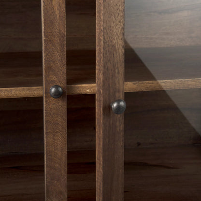 Arelius Accent Cabinet by Mercana. Made from glass, solid wood, steel in a modern style.