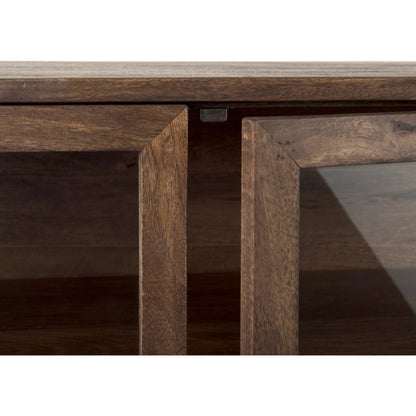 Arelius Accent Cabinet by Mercana. Made from glass, solid wood, steel in a modern style.