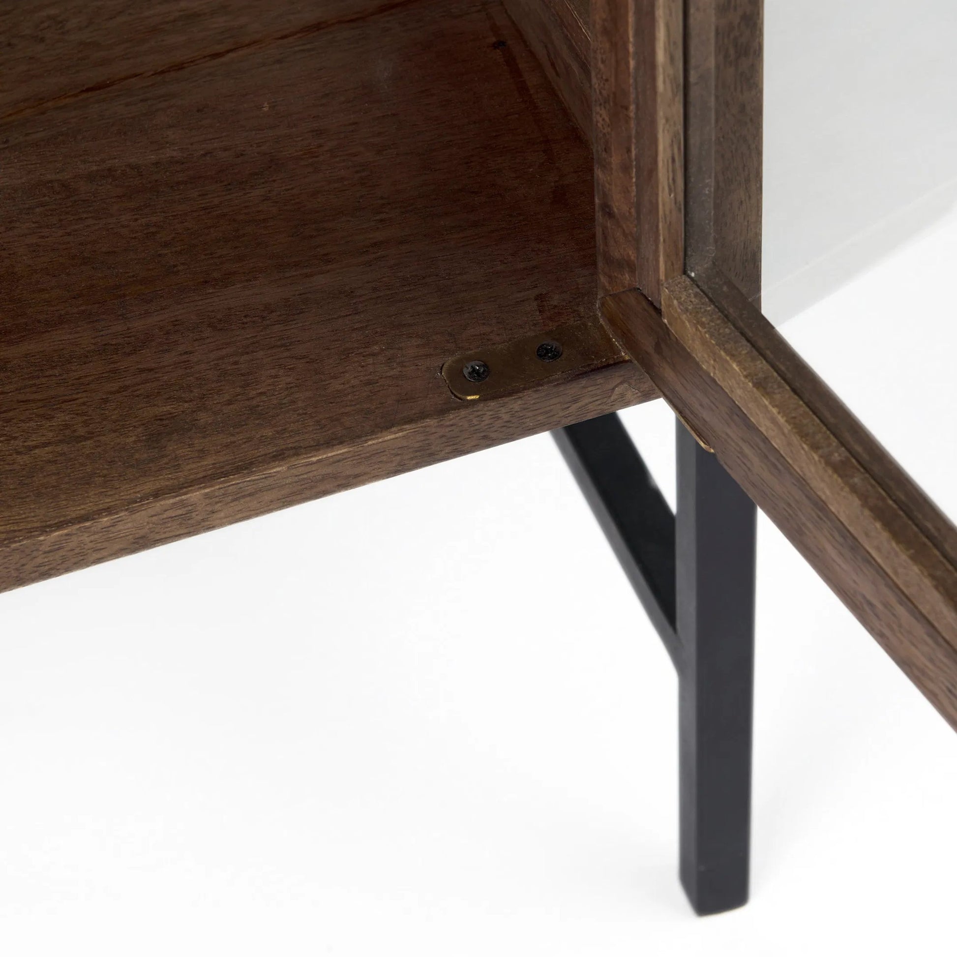 Arelius Accent Cabinet by Mercana. Made from glass, solid wood, steel in a modern style.