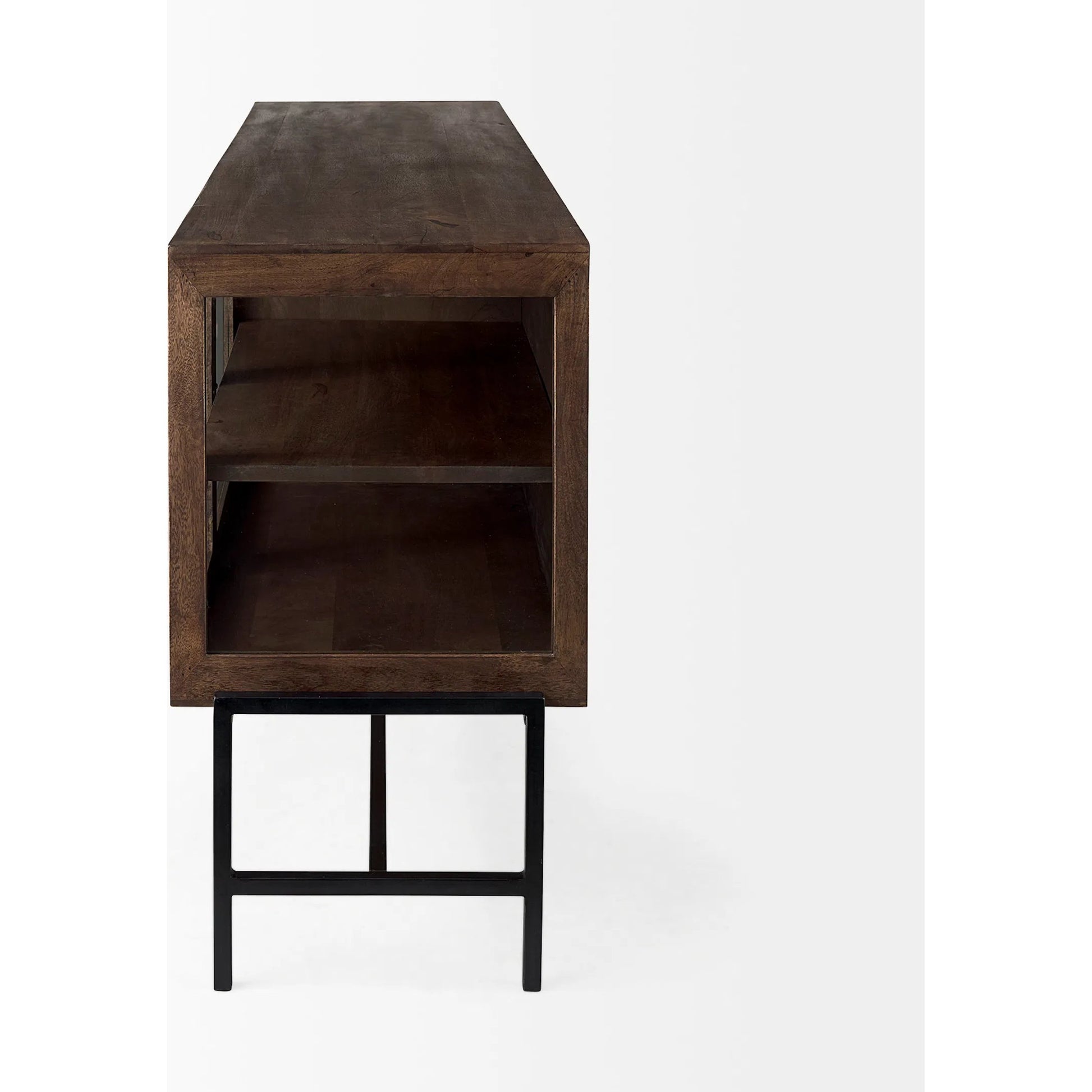 Arelius Sideboard by Mercana. Made from glass, solid wood, steel in a modern style.