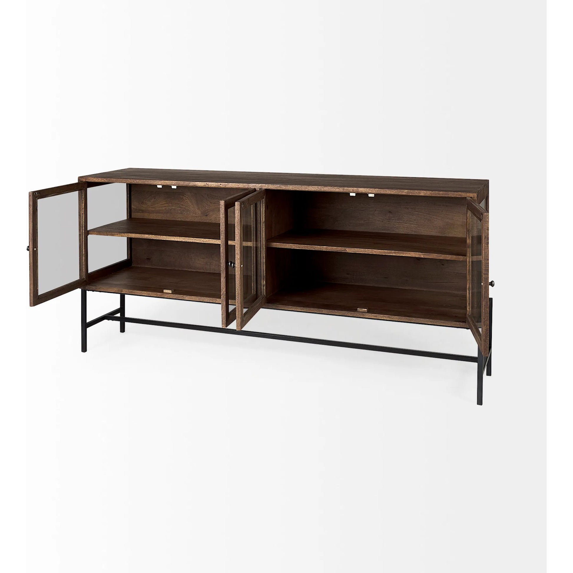 Arelius Sideboard by Mercana. Made from glass, solid wood, steel in a modern style.