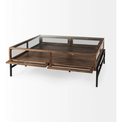 Arelius Square Coffee Table by Mercana. Made from solid wood in a transitional style.