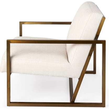 Armelle Upholstered Accent Chair by Mercana in gray. Made from fabric, metal in a transitional style.