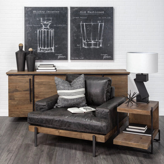 Maddox End/Side Table by Mercana in brown, black. Made from unique in a rustic style.