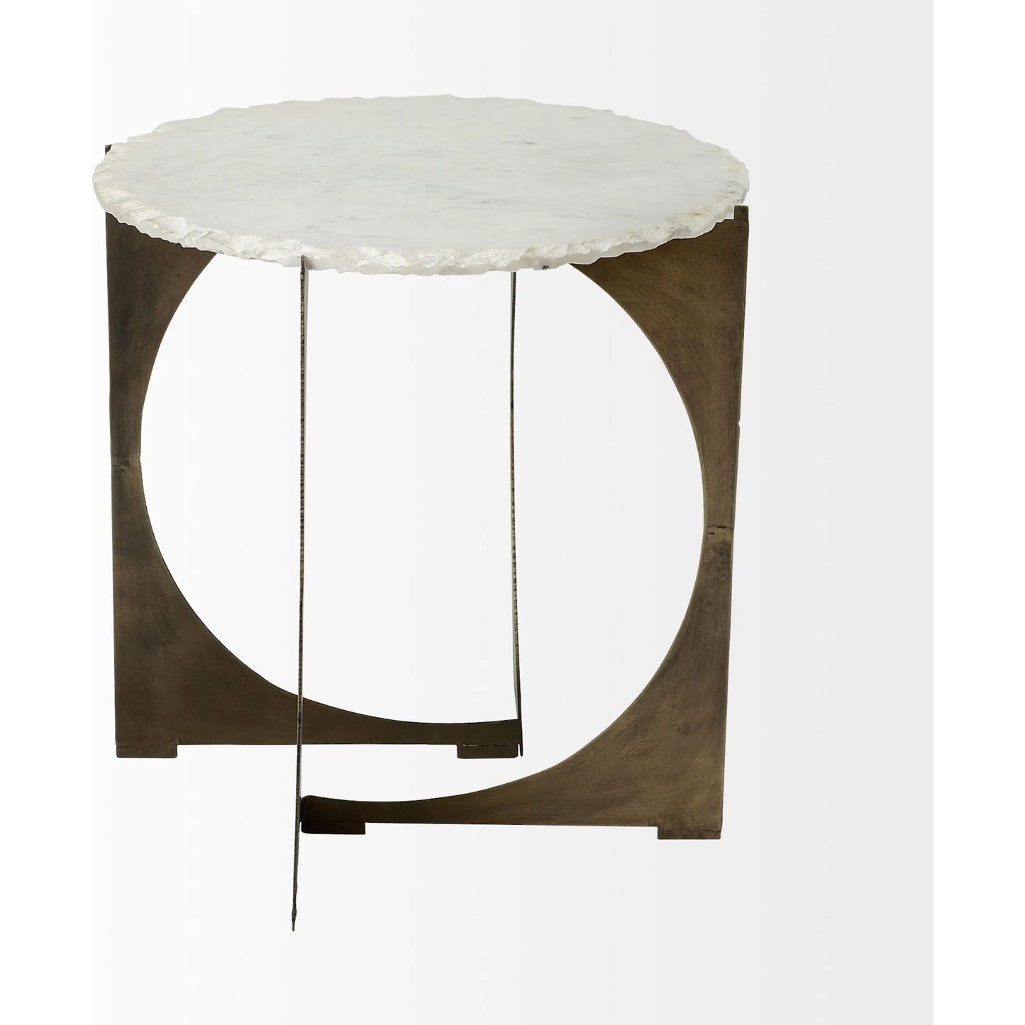 031 SR-387904 | Additional Silo | Reinhold End/Side Table by Mercana in white, antique gold. Made from marble, metal in a modern style.