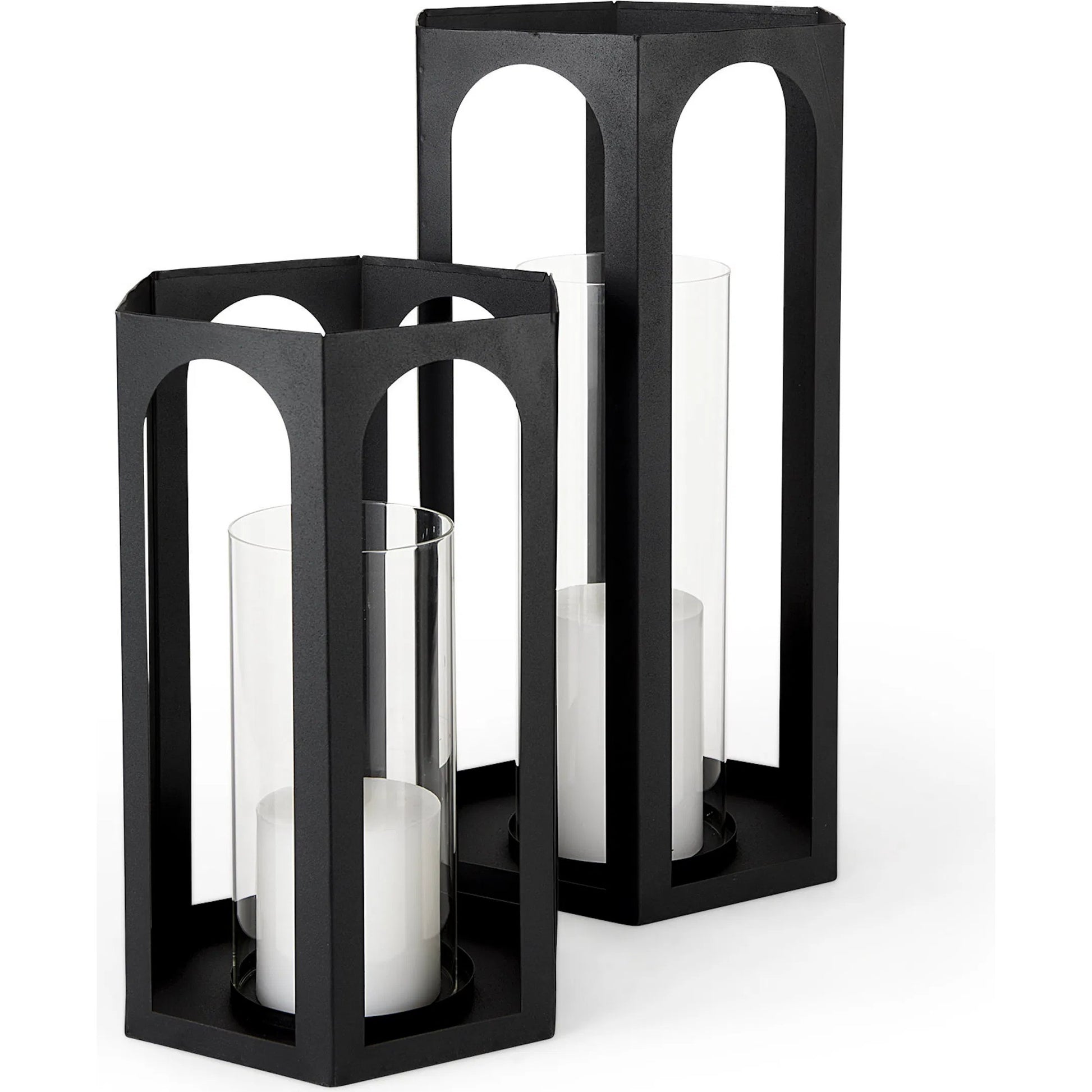 Balley Candle Holder Lanterns by Mercana in black. Made from ceramic in a unique style.