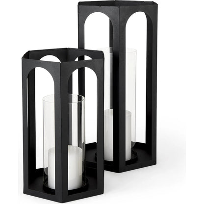 Balley Candle Holder Lanterns by Mercana in black. Made from ceramic in a unique style.