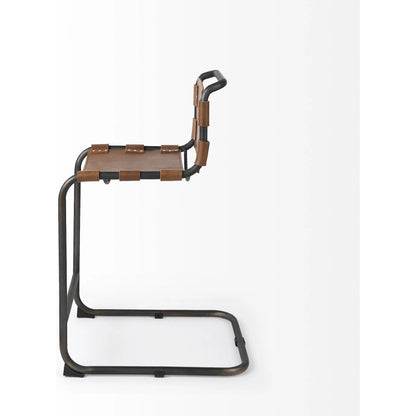 Berbick Leather Seat Counter Stool by Mercana. Made from leather, iron in a unique style.