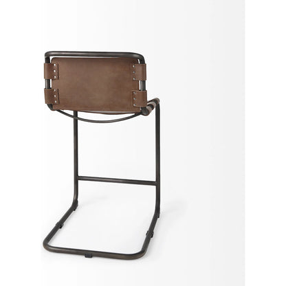 Berbick Leather Seat Counter Stool by Mercana. Made from leather, iron in a unique style.