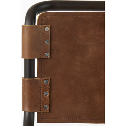 Berbick Leather Seat Counter Stool by Mercana. Made from leather, iron in a unique style.