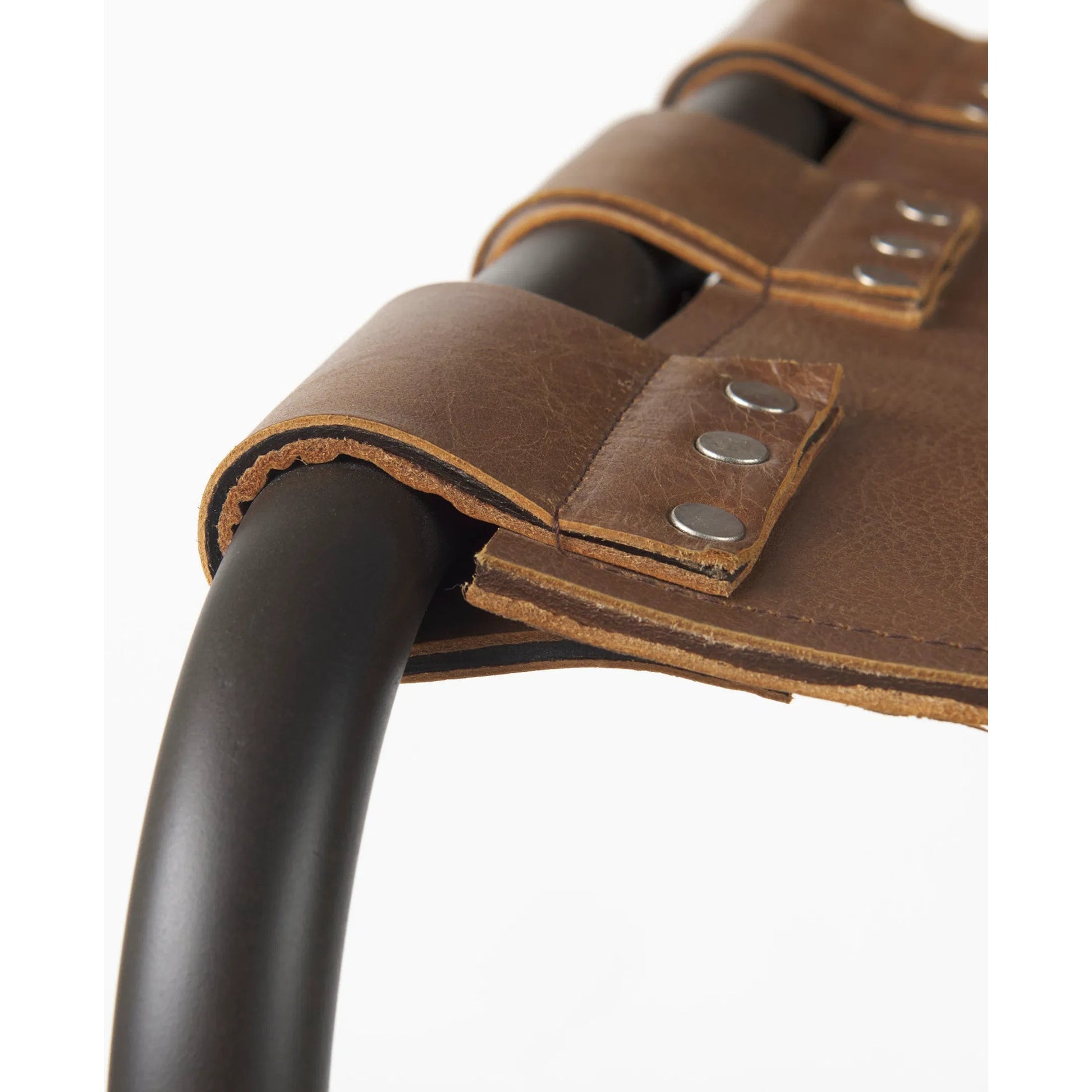 Berbick Leather Seat Counter Stool by Mercana. Made from leather, iron in a modern style.