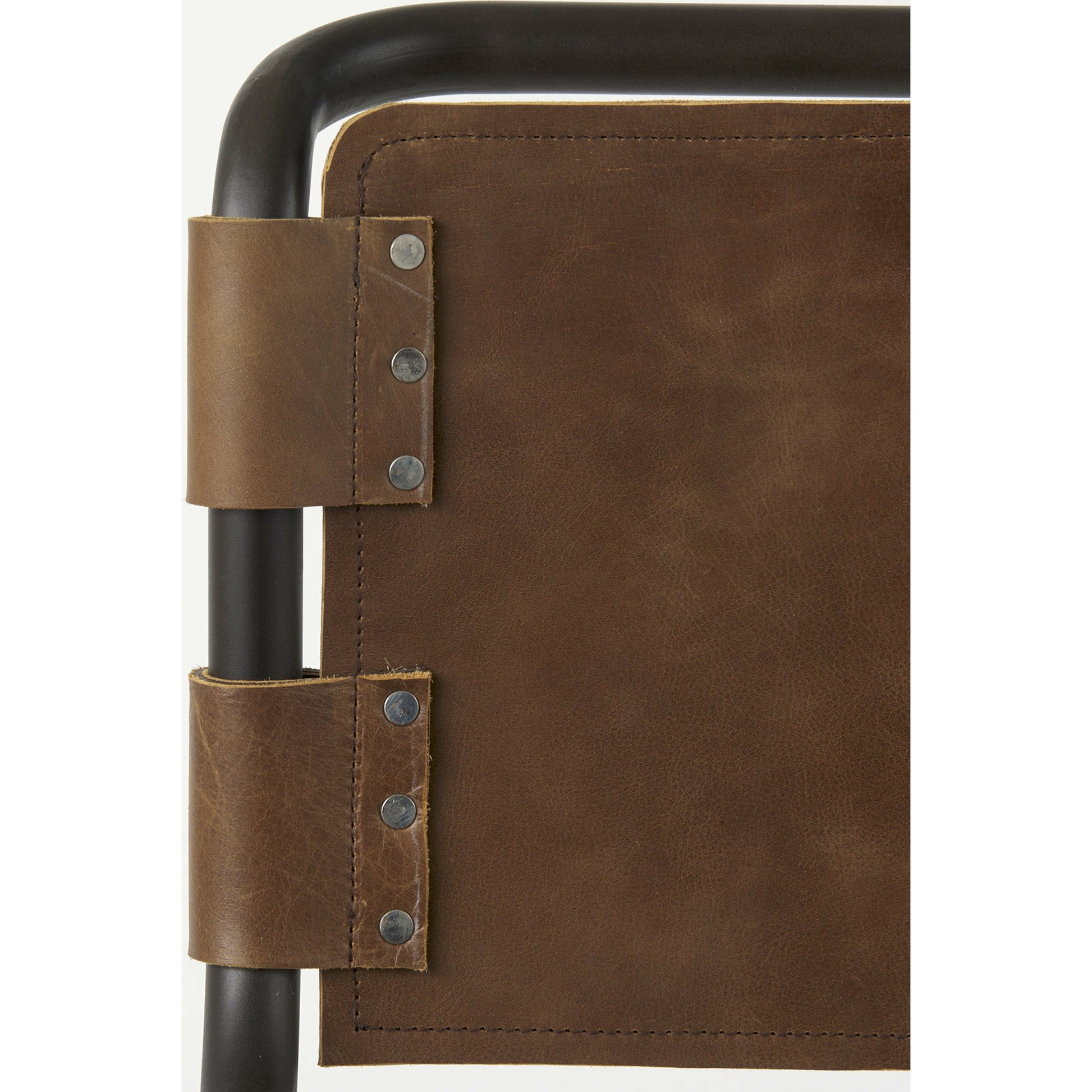 Berbick Leather Seat Bar Stool by Mercana. Made from leather, iron in a rustic style.
