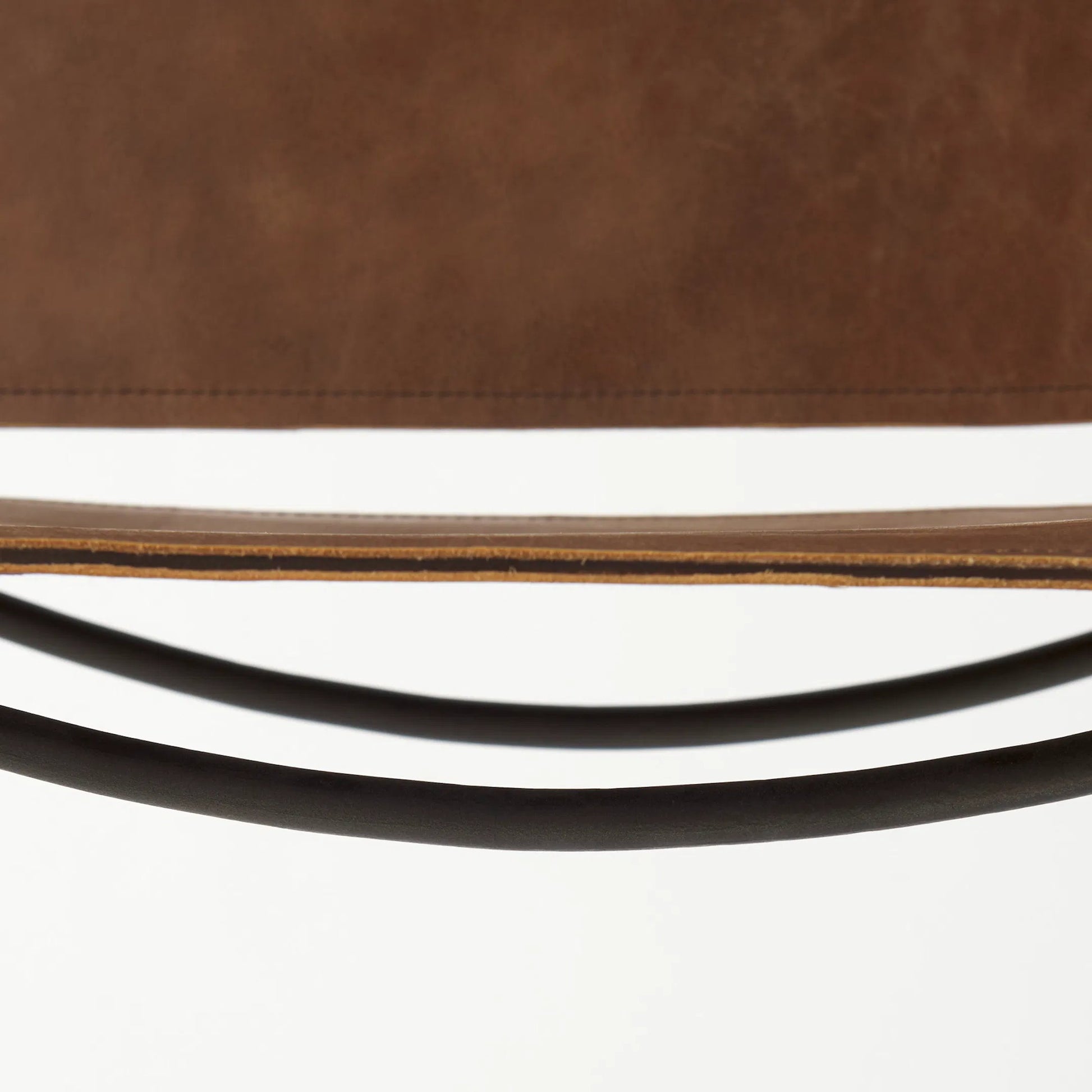 Berbick Leather Seat Bar Stool by Mercana. Made from leather, iron in a rustic style.