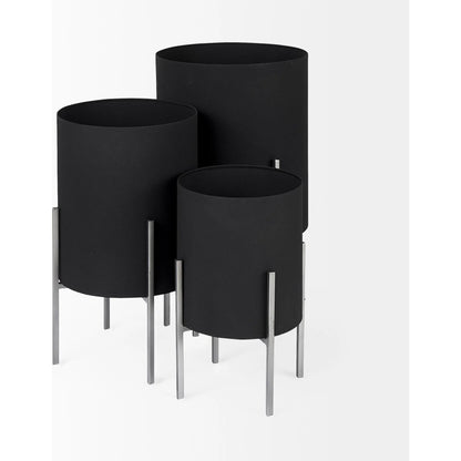 Claypoole Plant Stands Set of Three by Mercana in black. Made from unique in a modern style.