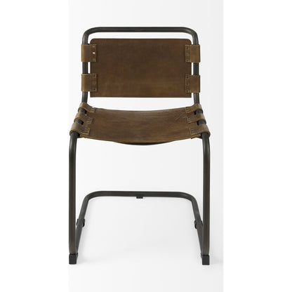 Berbick Dining Chair by Mercana. Made from leather, iron in a unique style.