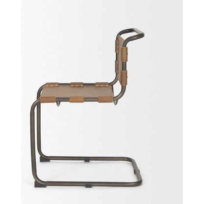 Berbick Dining Chair by Mercana. Made from leather, iron in a unique style.