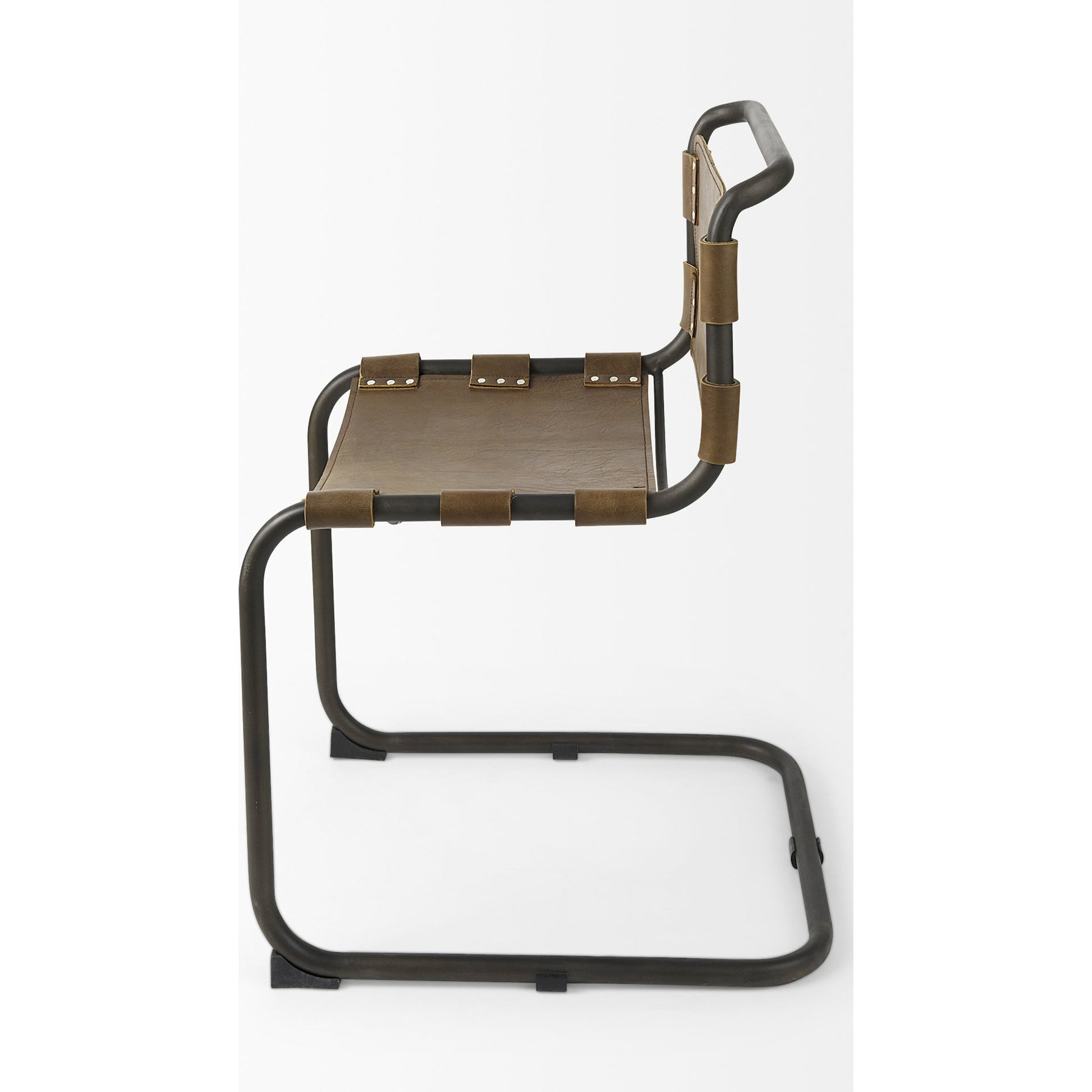 Berbick Dining Chair by Mercana. Made from leather, iron in a unique style.