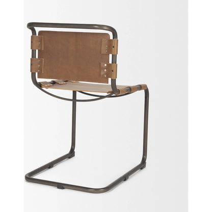 Berbick Dining Chair by Mercana. Made from leather, iron in a unique style.