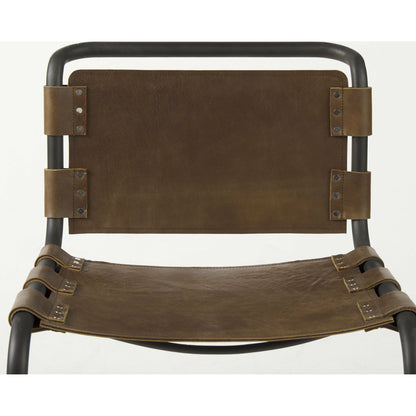 Berbick Dining Chair by Mercana. Made from leather, iron in a unique style.