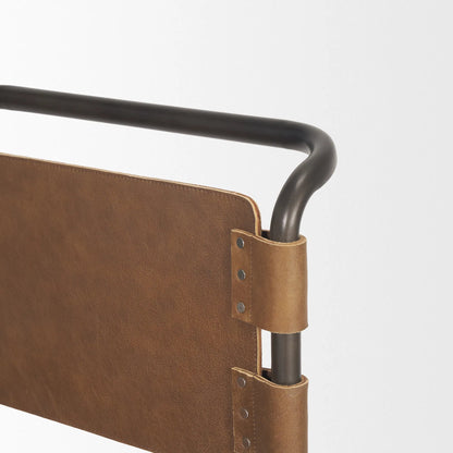 Berbick Dining Chair by Mercana. Made from leather, iron in a unique style.