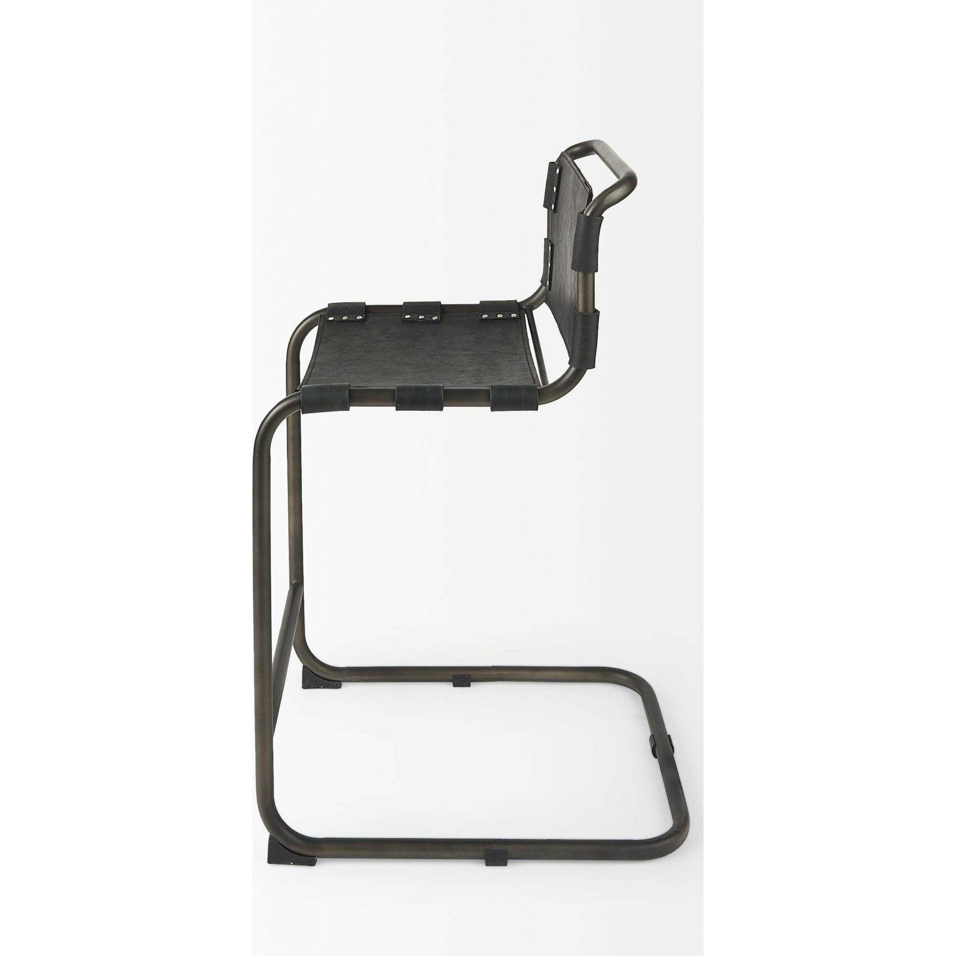 Berbick Leather Seat Counter Stool by Mercana. Made from leather, iron in a unique style.
