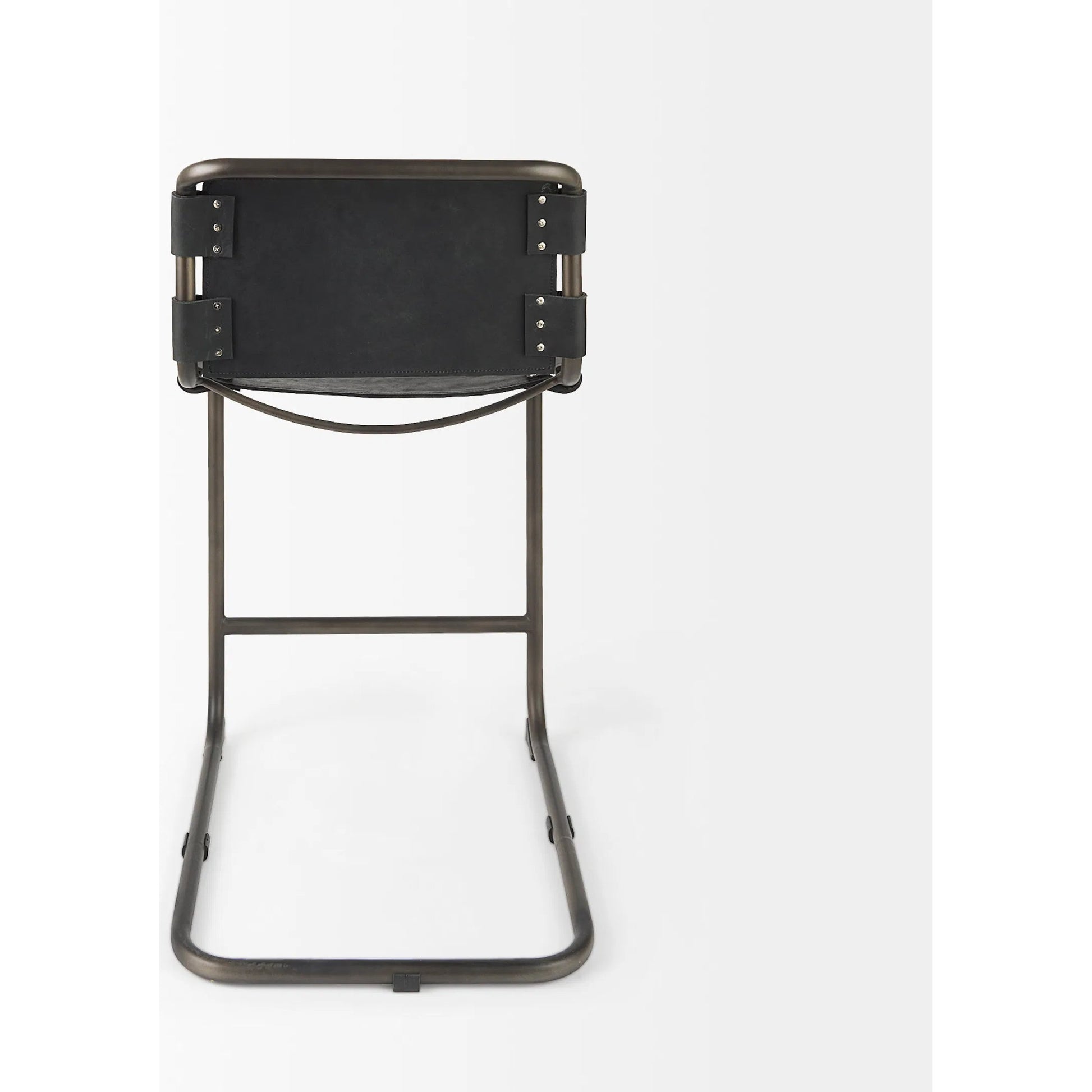 Berbick Leather Seat Counter Stool by Mercana. Made from leather, iron in a unique style.