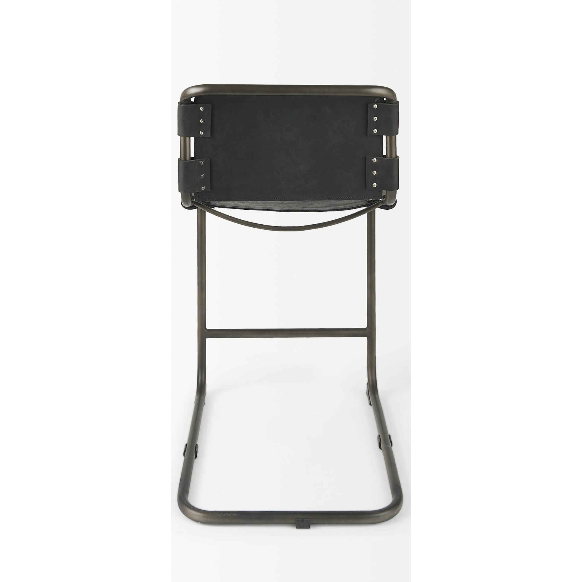 Berbick Leather Seat Counter Stool by Mercana. Made from leather, iron in a unique style.