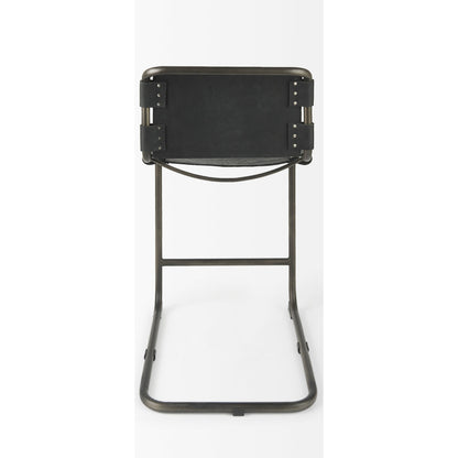 Berbick Leather Seat Counter Stool by Mercana. Made from leather, iron in a unique style.