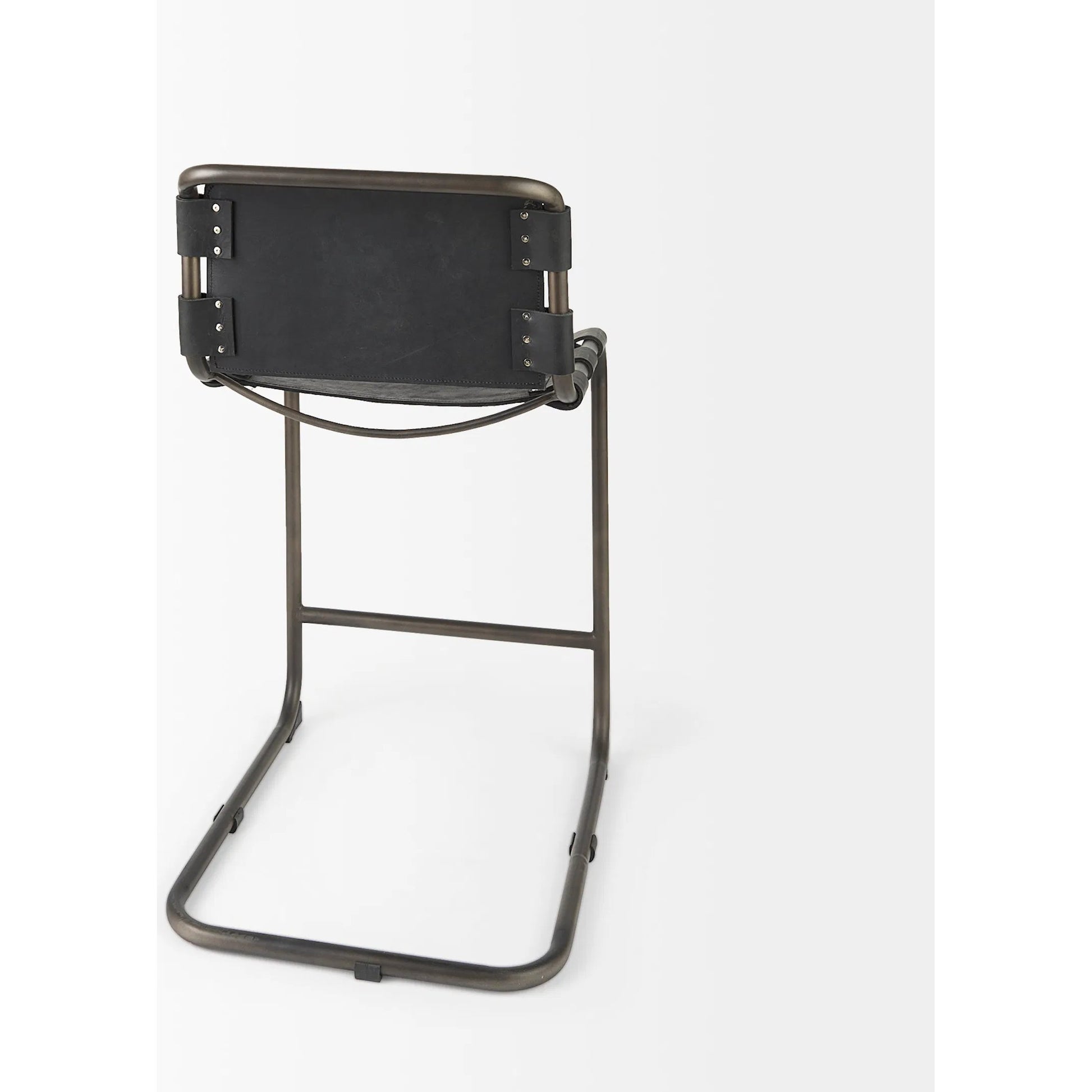 Berbick Leather Seat Counter Stool by Mercana. Made from leather, iron in a unique style.