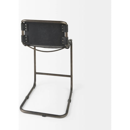 Berbick Leather Seat Counter Stool by Mercana. Made from leather, iron in a unique style.