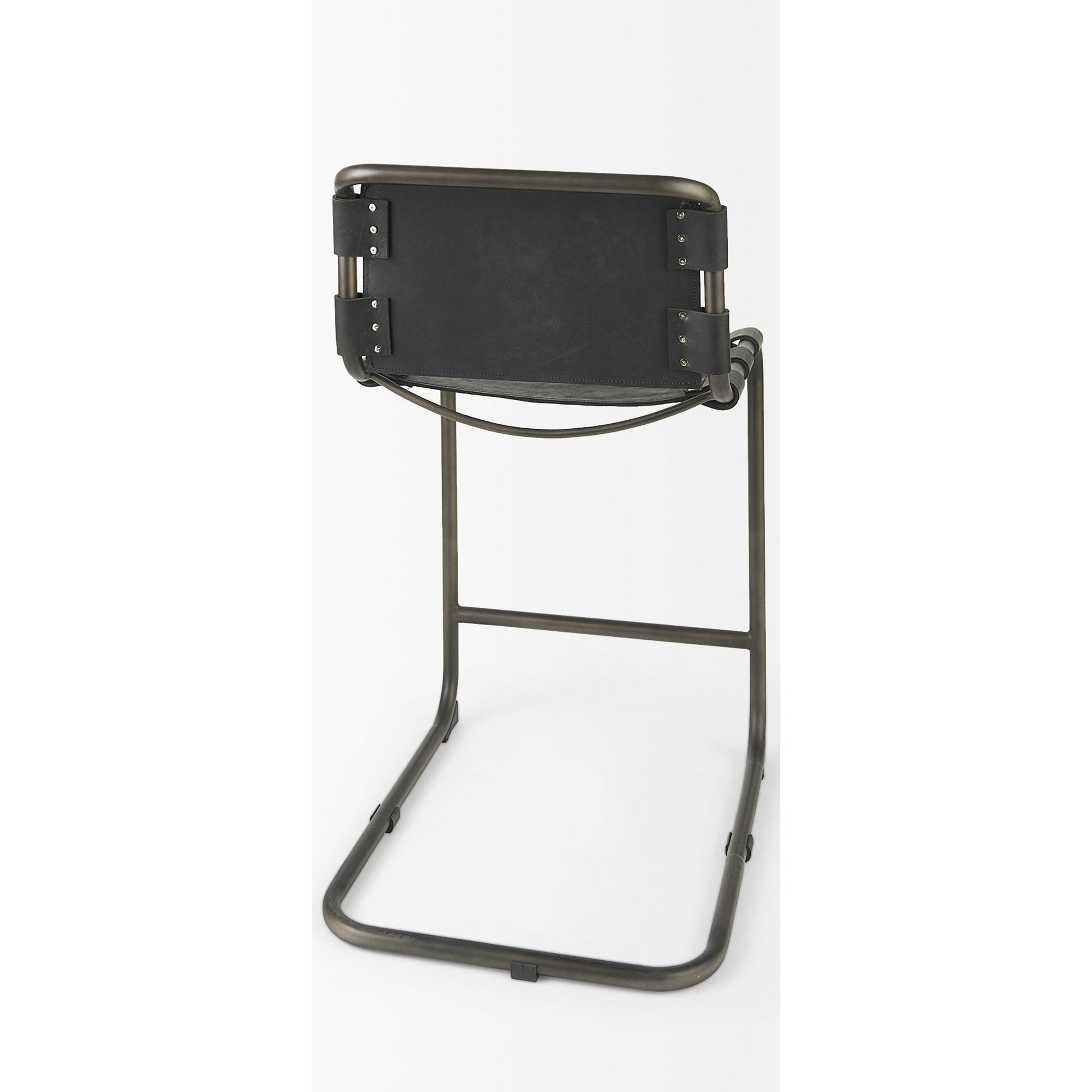 Berbick Leather Seat Counter Stool by Mercana. Made from leather, iron in a unique style.