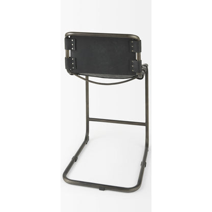 Berbick Leather Seat Counter Stool by Mercana. Made from leather, iron in a unique style.