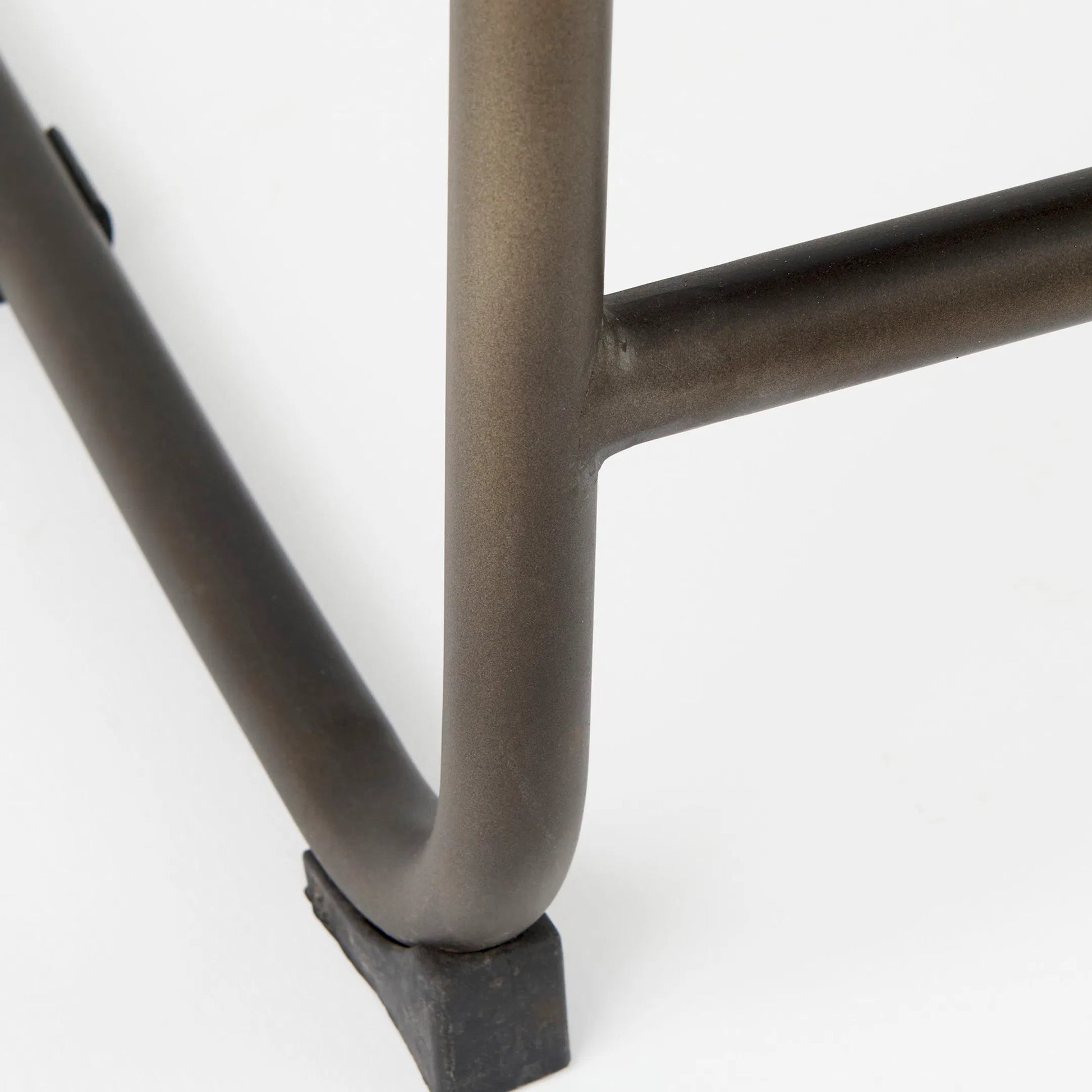 Berbick Leather Seat Counter Stool by Mercana. Made from leather, iron in a unique style.