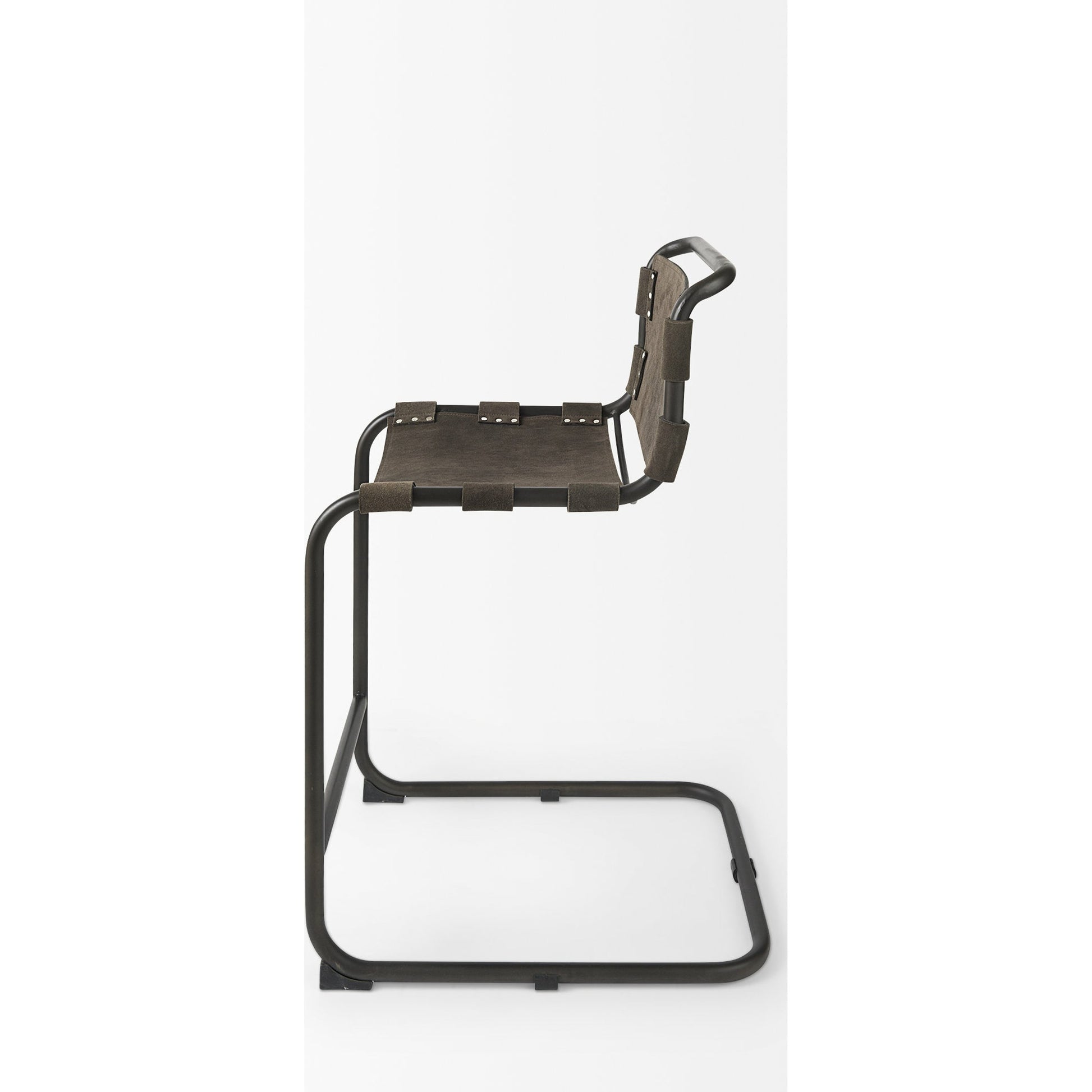 Berbick Leather Seat Counter Stool by Mercana. Made from leather, iron in a unique style.