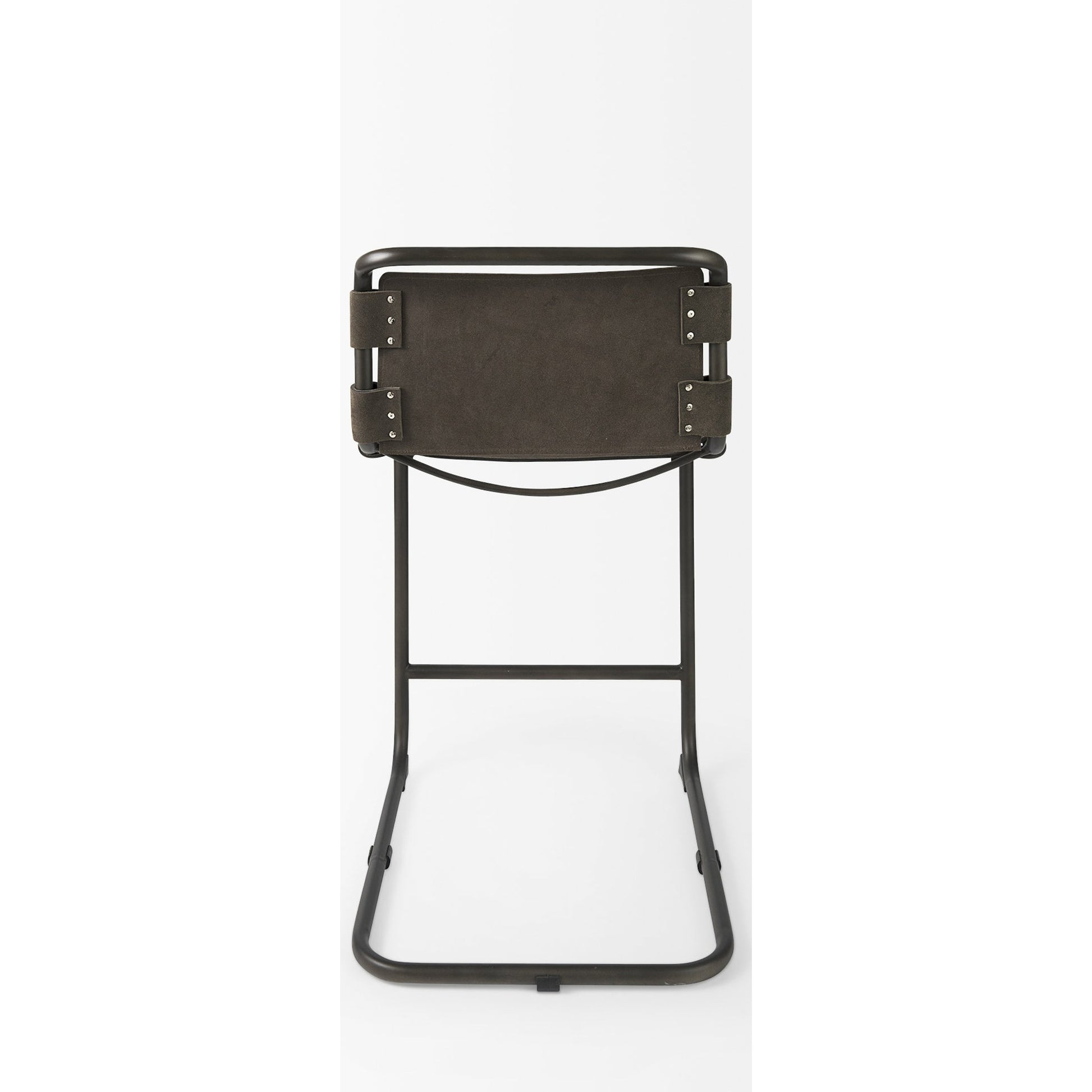 Berbick Leather Seat Counter Stool by Mercana. Made from leather, iron in a unique style.