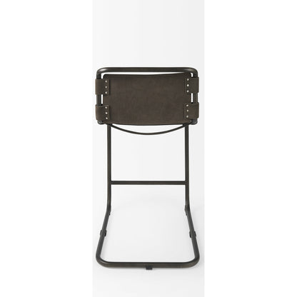 Berbick Leather Seat Counter Stool by Mercana. Made from leather, iron in a unique style.