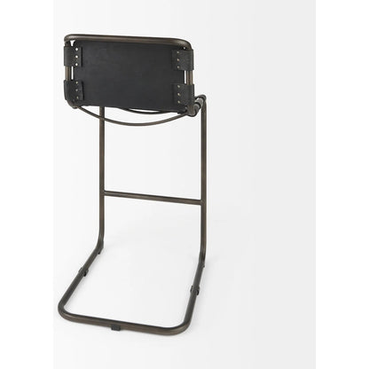 Berbick Leather Seat Bar Stool by Mercana. Made from leather, iron in a rustic style.