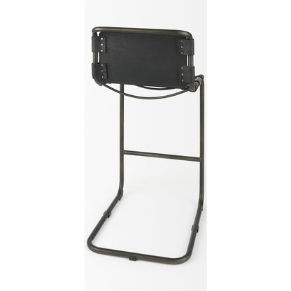 Berbick Leather Seat Bar Stool by Mercana. Made from leather, iron in a rustic style.