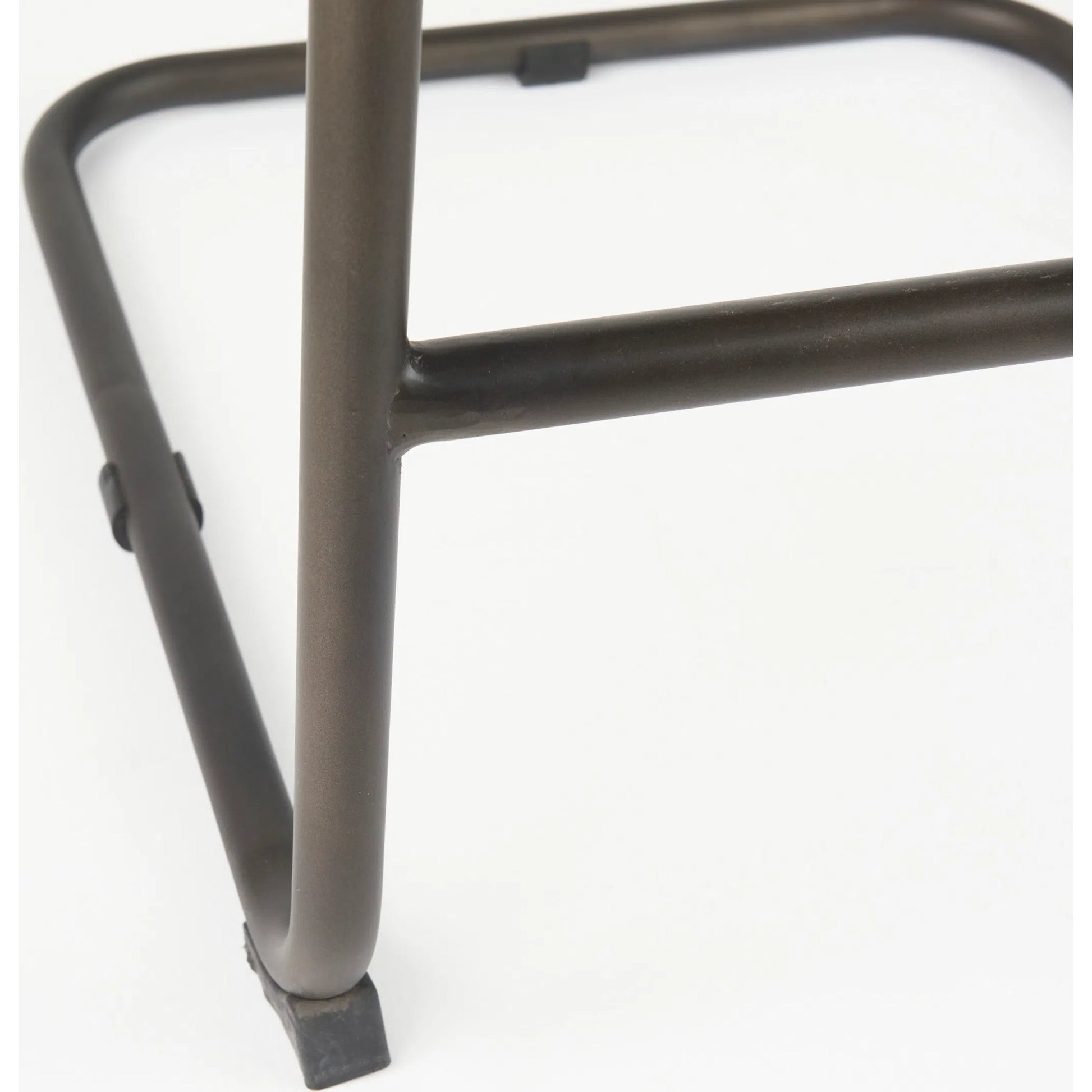 Berbick Leather Seat Bar Stool by Mercana. Made from leather, iron in a rustic style.