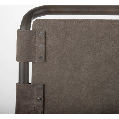 Berbick Leather Seat Bar Stool by Mercana. Made from leather, iron in a rustic style.
